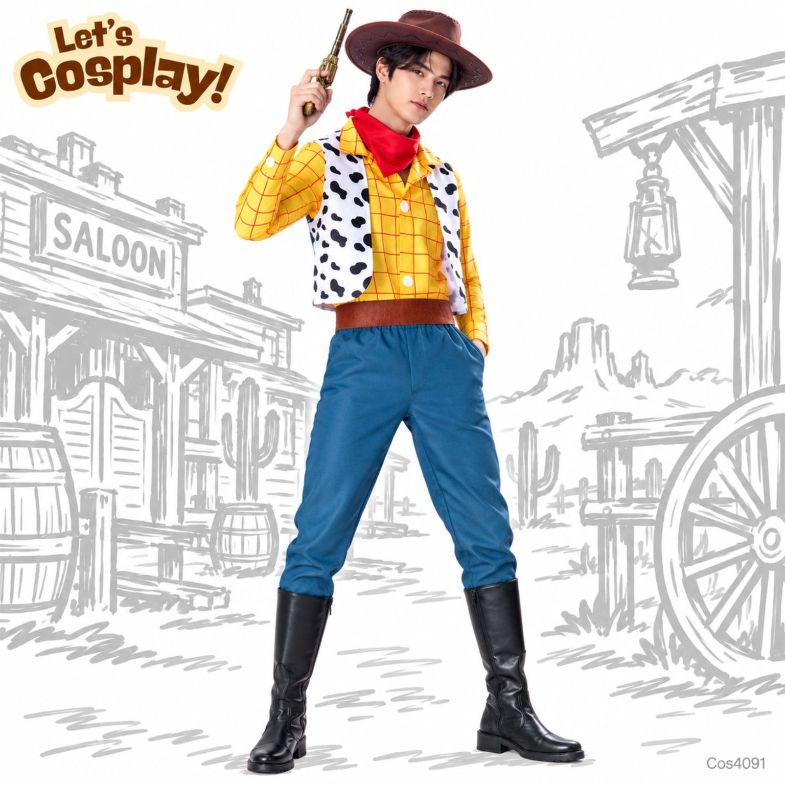 Toy Story反斗奇兵胡迪Woody成人牛仔角色扮演6件套｜香港現貨｜Lets Cosplay COS4091