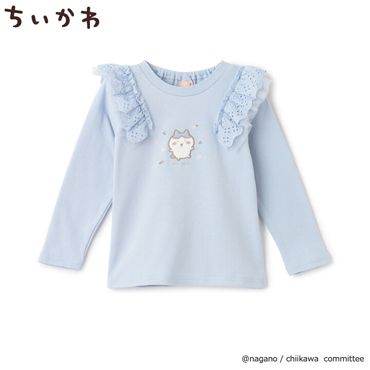 🇯🇵預訂 日本直送🇯🇵 Petit Main x Chiikawa系列三色人物刺繡貼花蕾絲花邊長袖上衣