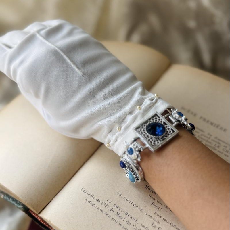 Vintage 1950-60s Silver x Blue Statement Bracelet (NZ108)