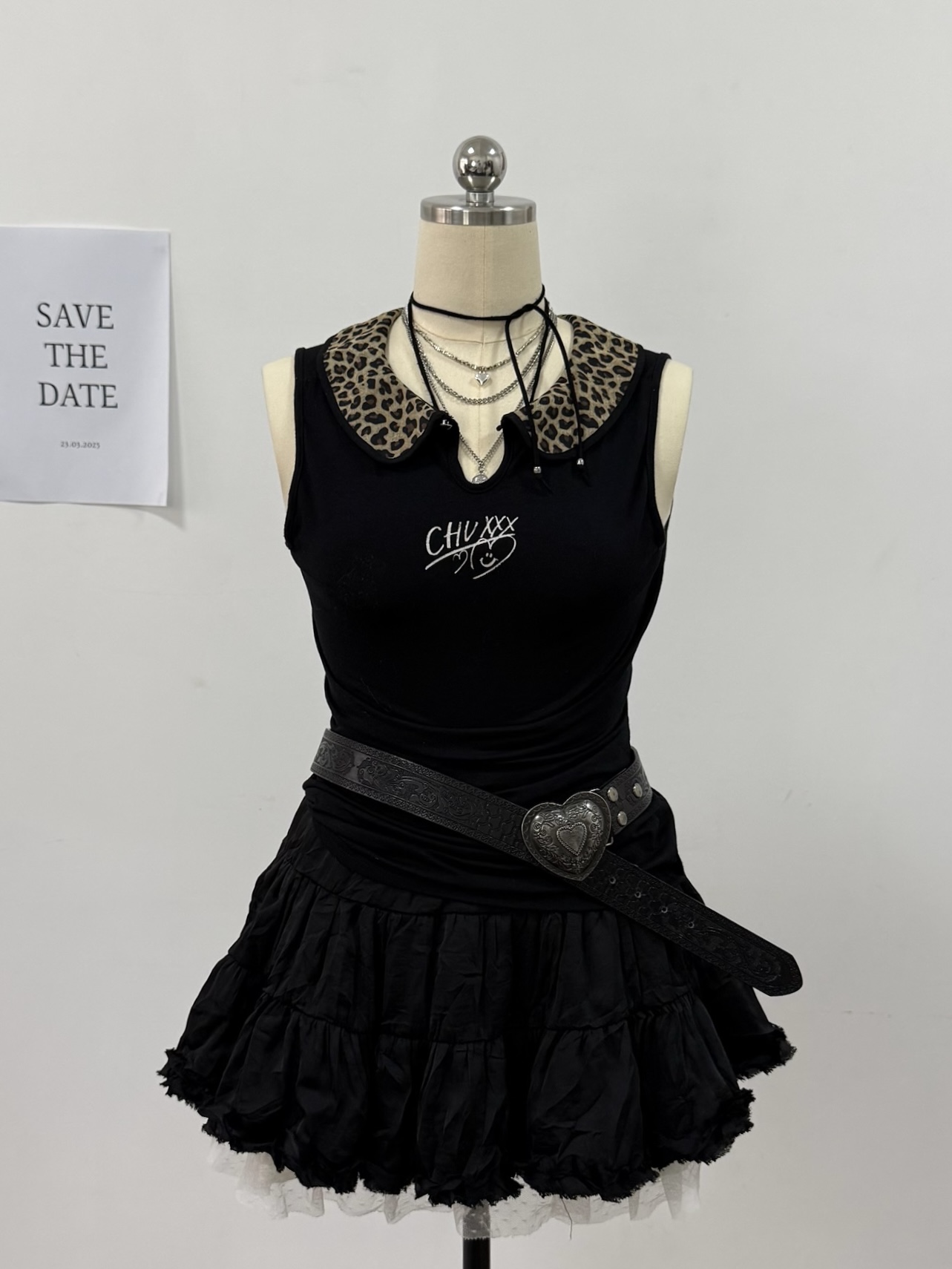 [On Sale] Black Leopard Print Collared Vest