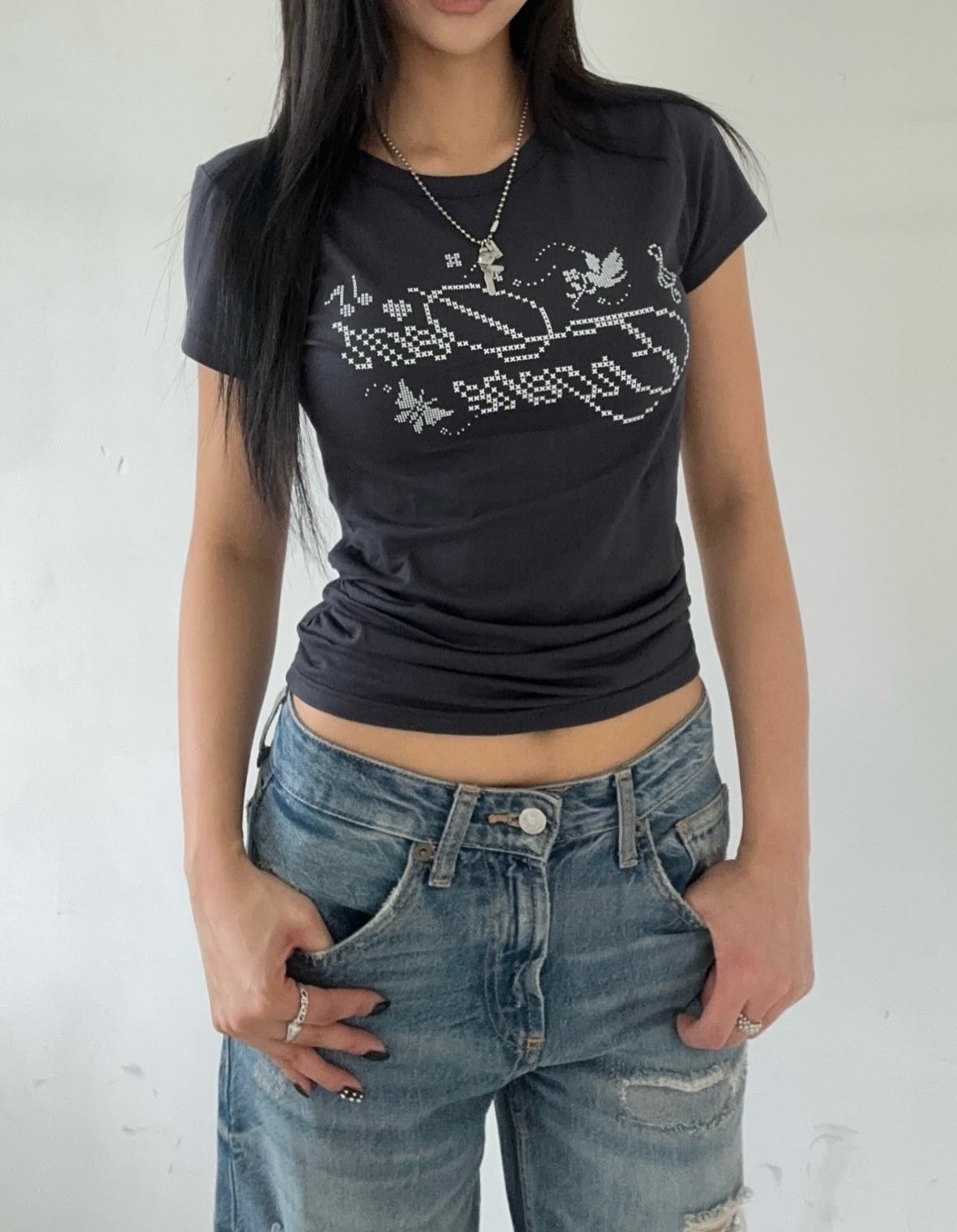 carol cross-stitched tshirt