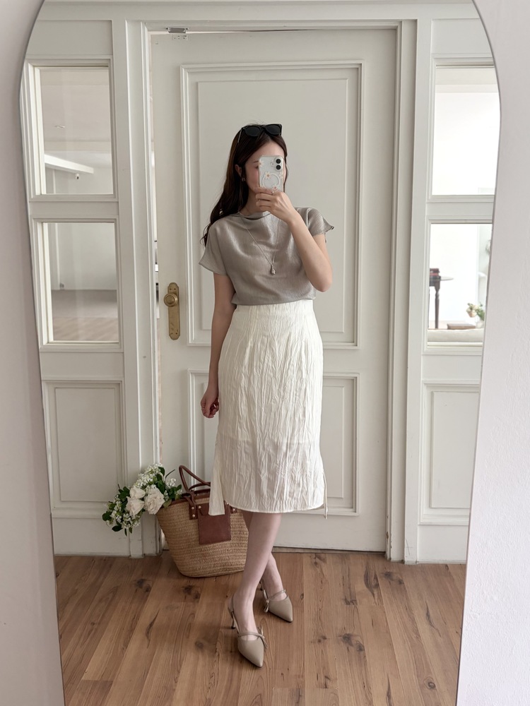 Crinkle Mermaid Skirt (Ivory)