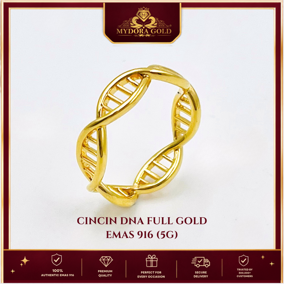 MYDORA Cincin DNA Full Gold 5G | Emas 916/22k