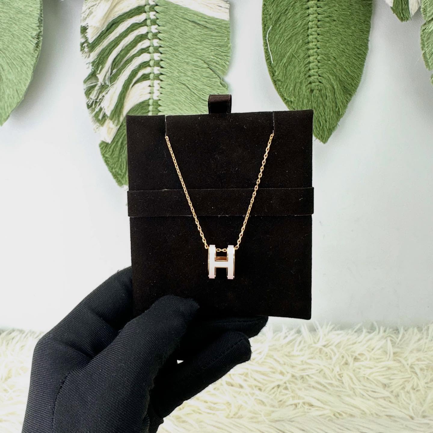 HERMES🤍PRE OWNED Pop H 粉紅玫瑰金頸鏈 全套有盒🧡