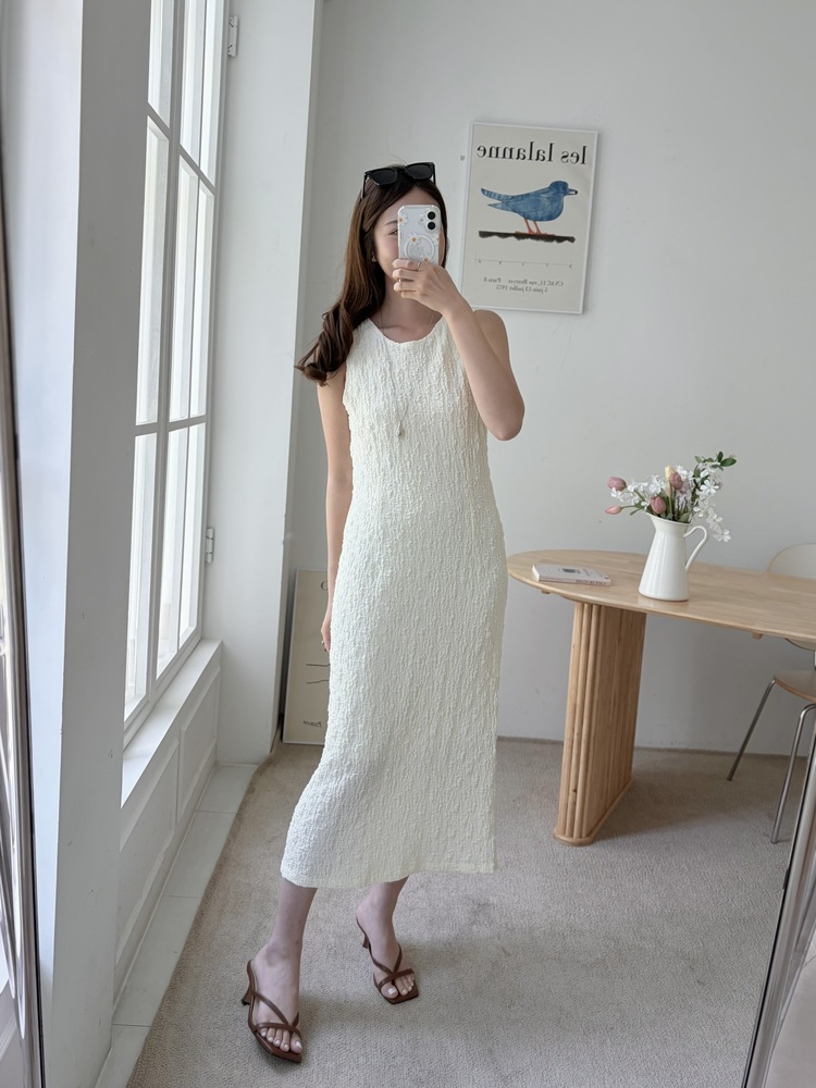 Ruched Slim Dress (Cream)