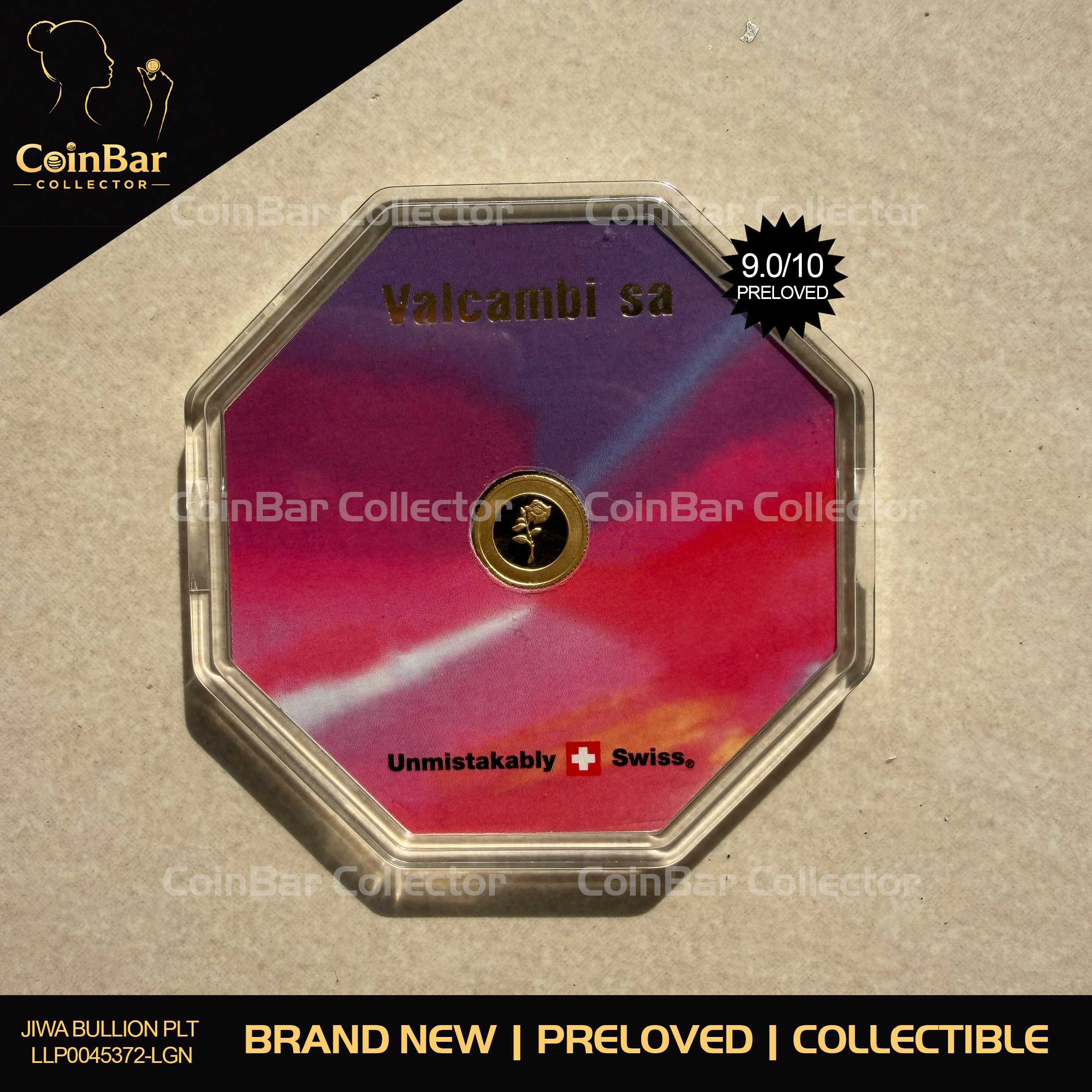 (SN3564) VALCAMBI 🇨🇭RARE Rose 1g Swiss Gold Bar Emas 999.9 玫瑰