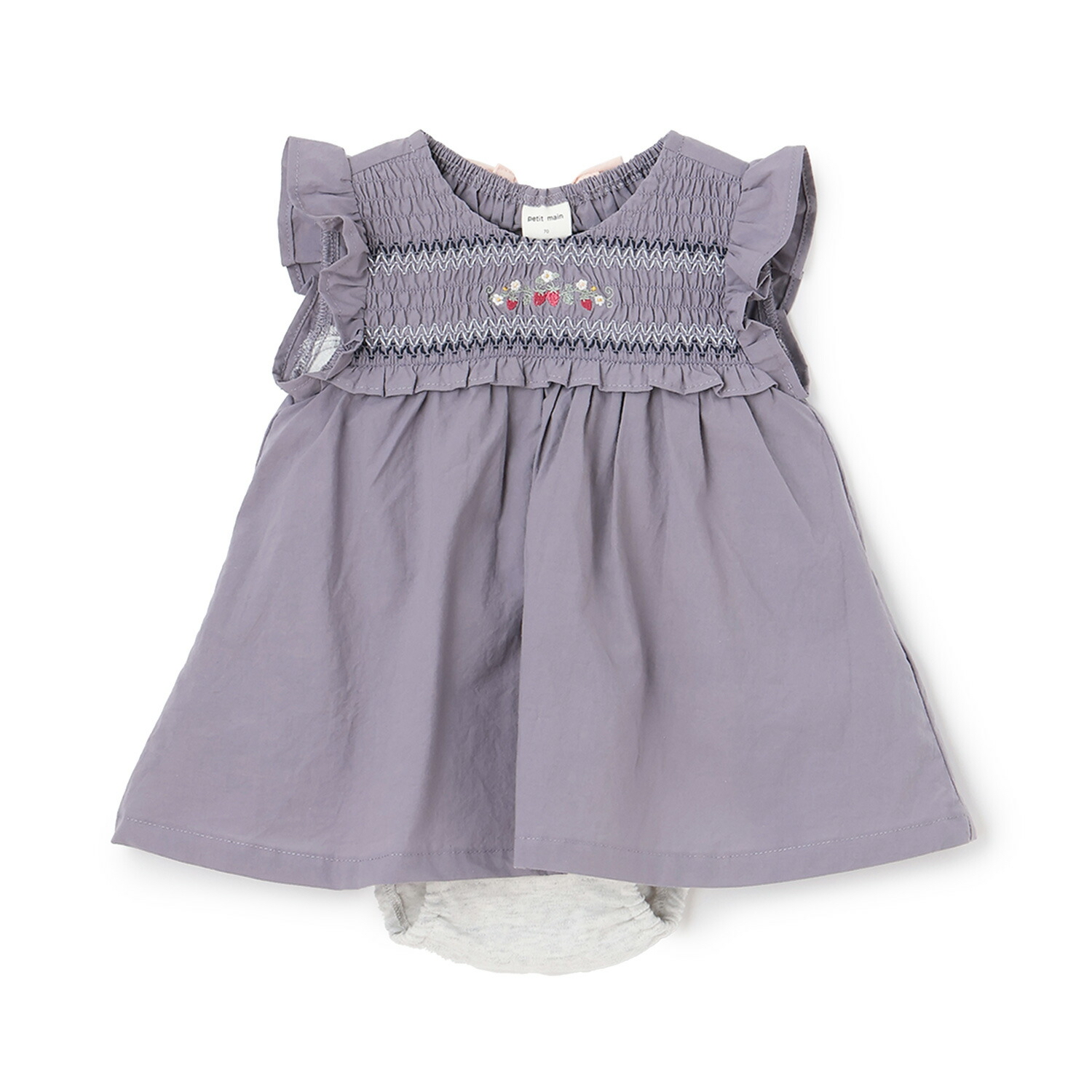 🇯🇵預訂 日本直送🇯🇵 Petit Main 三色草莓刺繡緞帶褶皺包屁裙