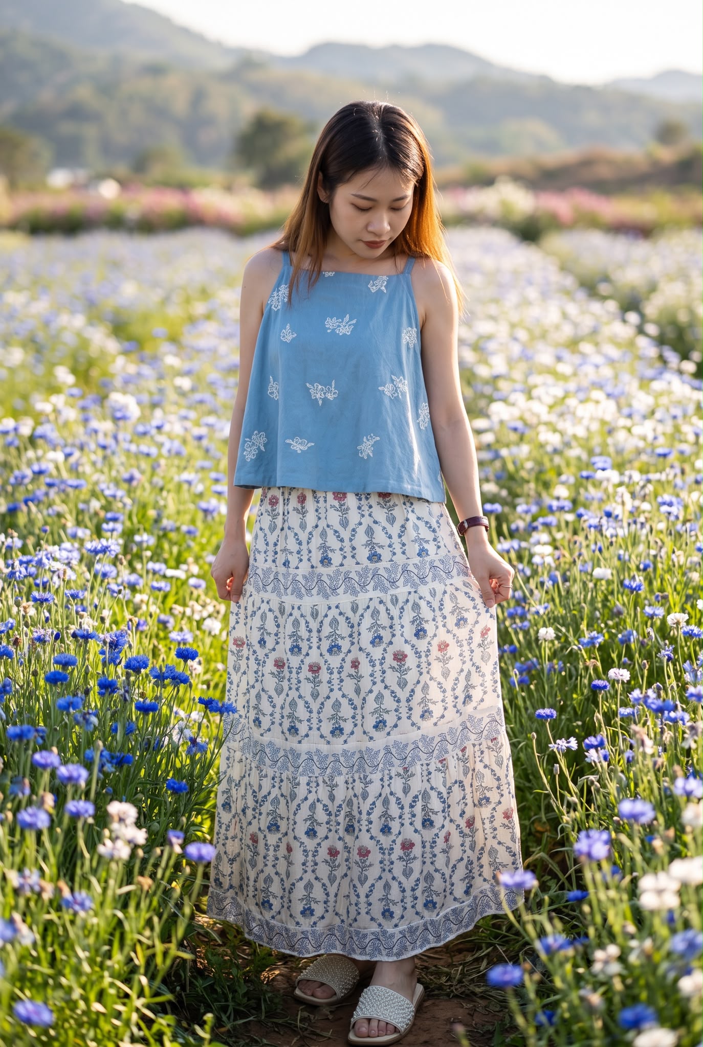 3133 Blue Hydrangeas SL Top