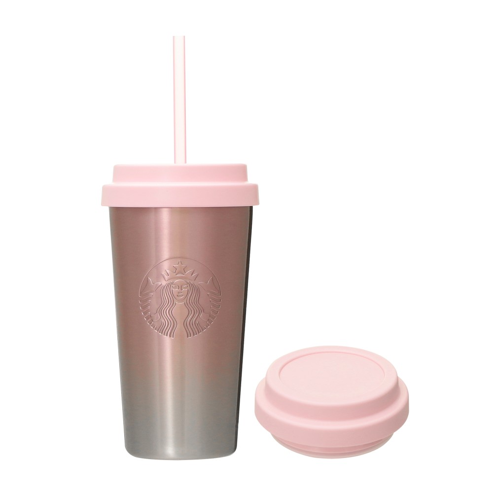 《日本🇯🇵 STARBUCKS 2026 Feel the Breeze 限定系列》粉紅漸變不鏽鋼保溫杯 473ml (配備兩種杯蓋)