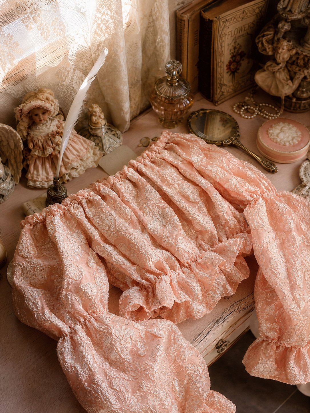 維多利亞粉紅玫瑰盛放泡泡袖公主禮服 Victorian Rose Petal Ballad Gown 