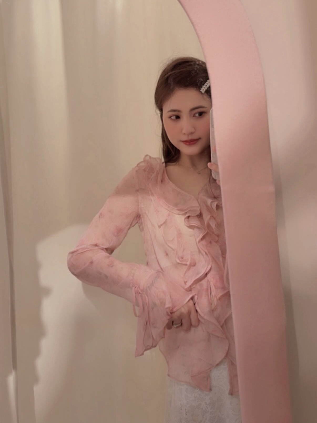 Elegant Ruffle 2way Blouse