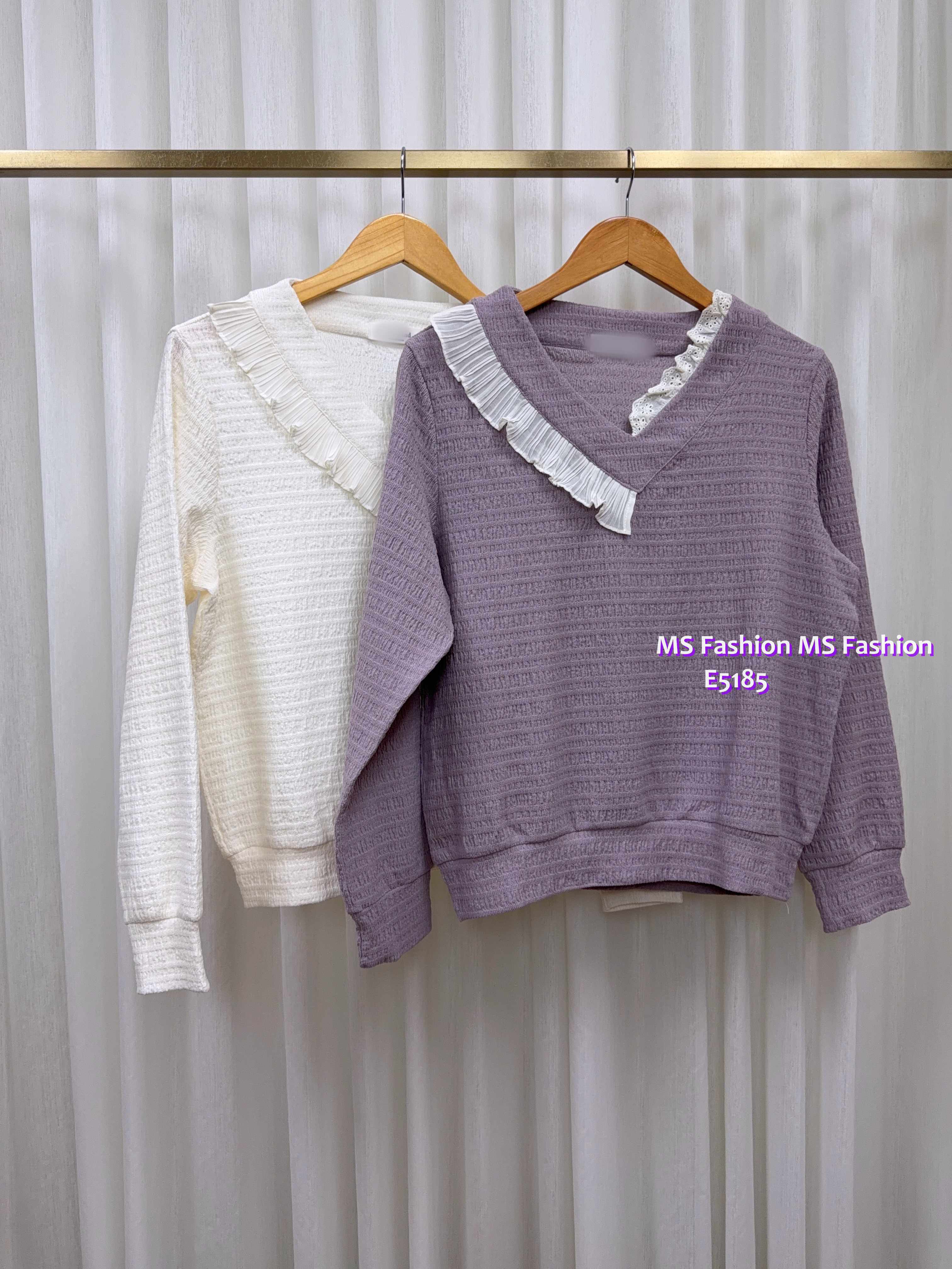 E5185 V領拼lace top