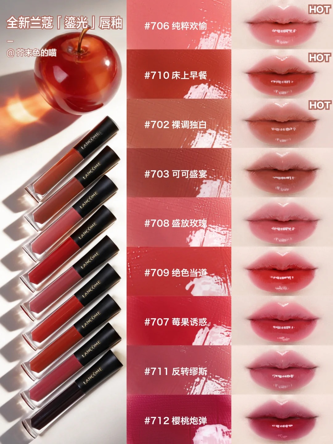 Lancome 蘭蔻 L'ABSOLU ROUGE 菁純鏡面唇釉 鎏光唇釉水光鏡面706 702 710 707