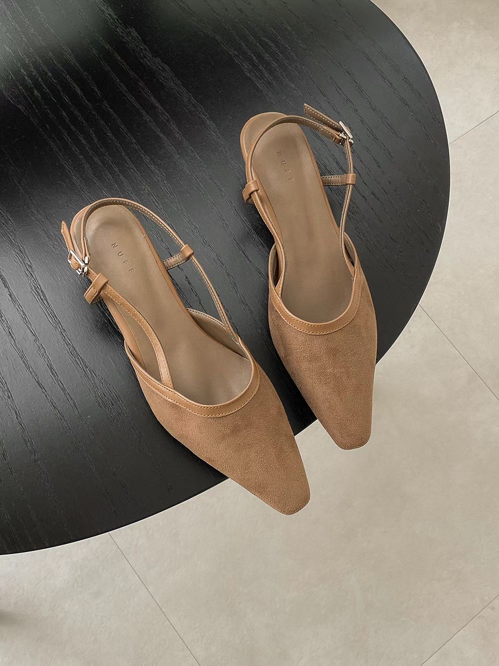 秋冬絨面Slingback pumps (踭高4cm)