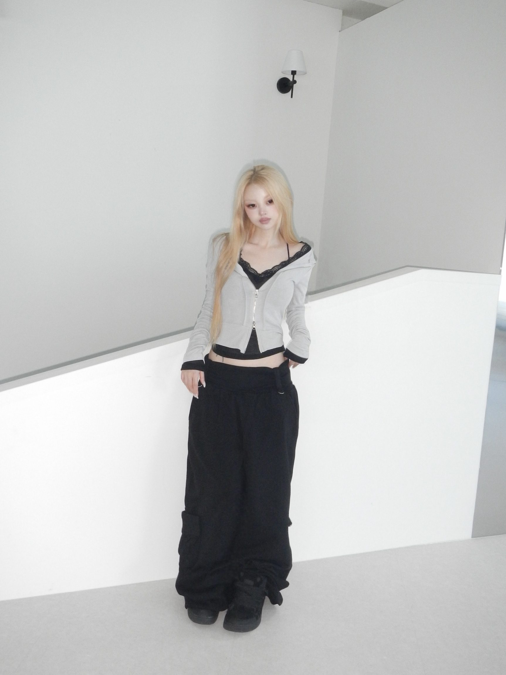 Foldover Wide-Leg Cargo Pants