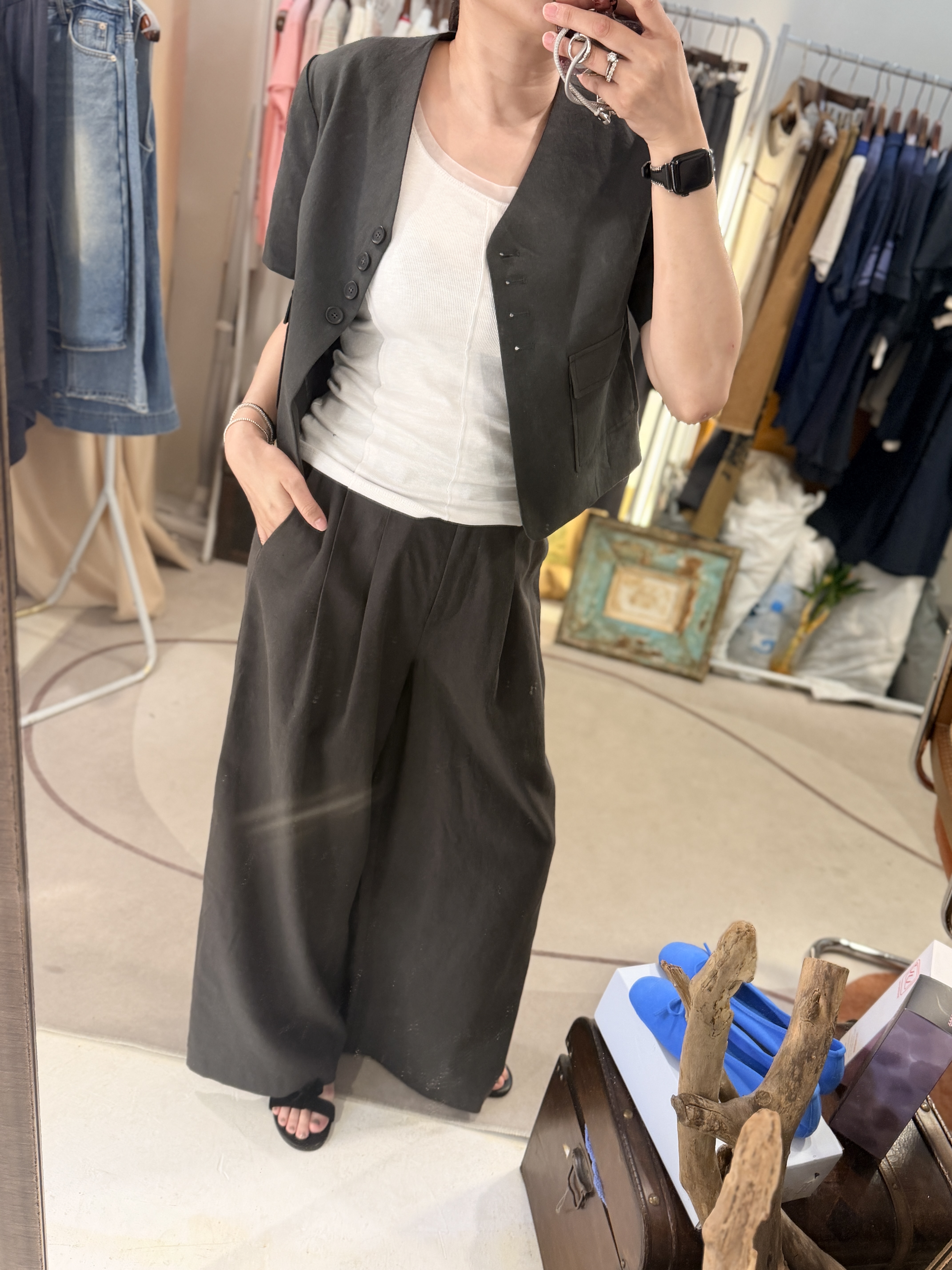 Linen shortest jacket