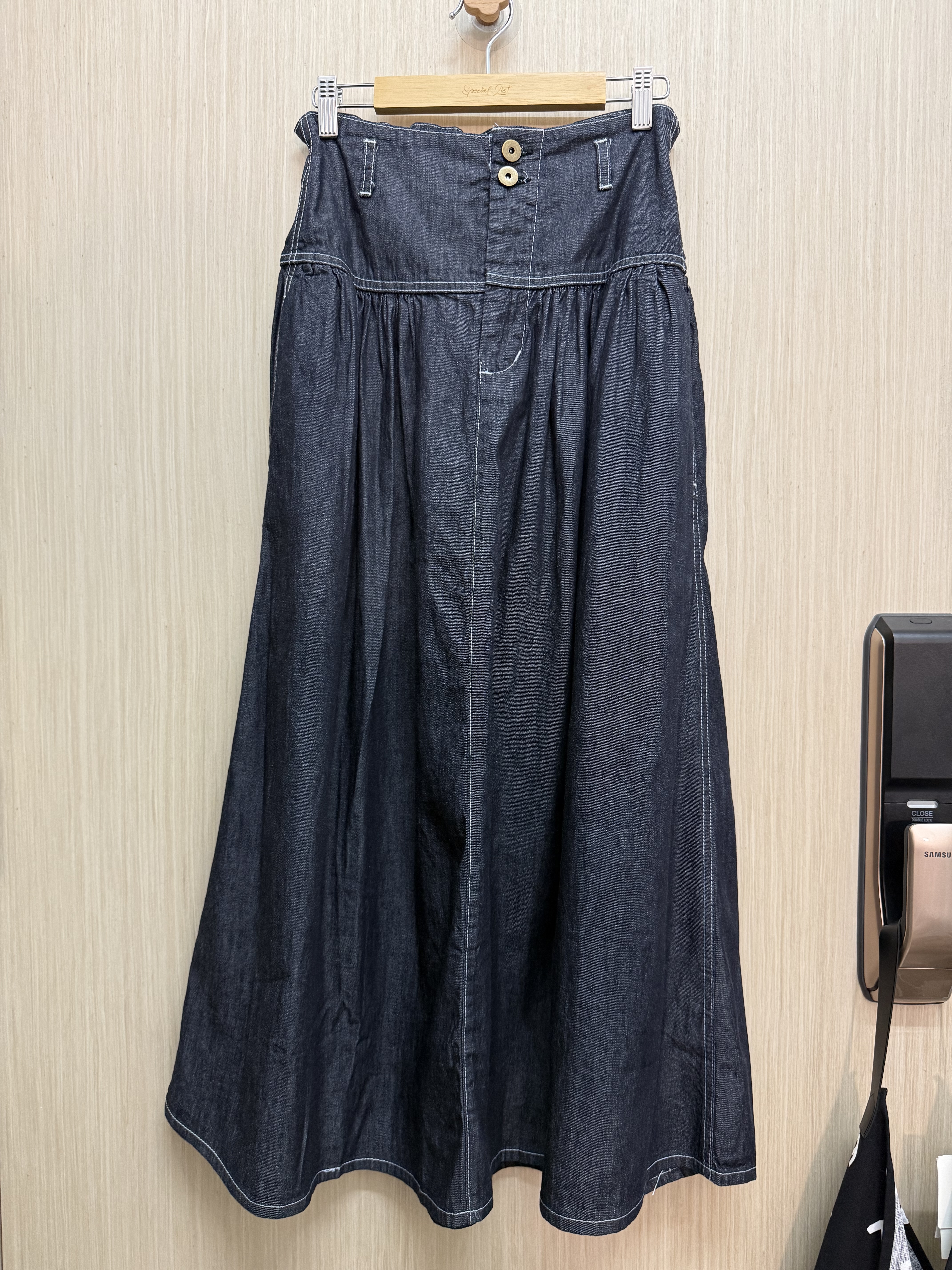 高腰明線薄牛仔裙