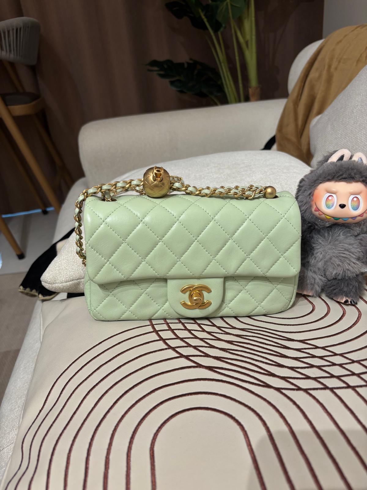 Chanel mini flap with pearl crush 金球 100%Authentic ,95%new ✅收據✅晶片✅塵袋✅box 