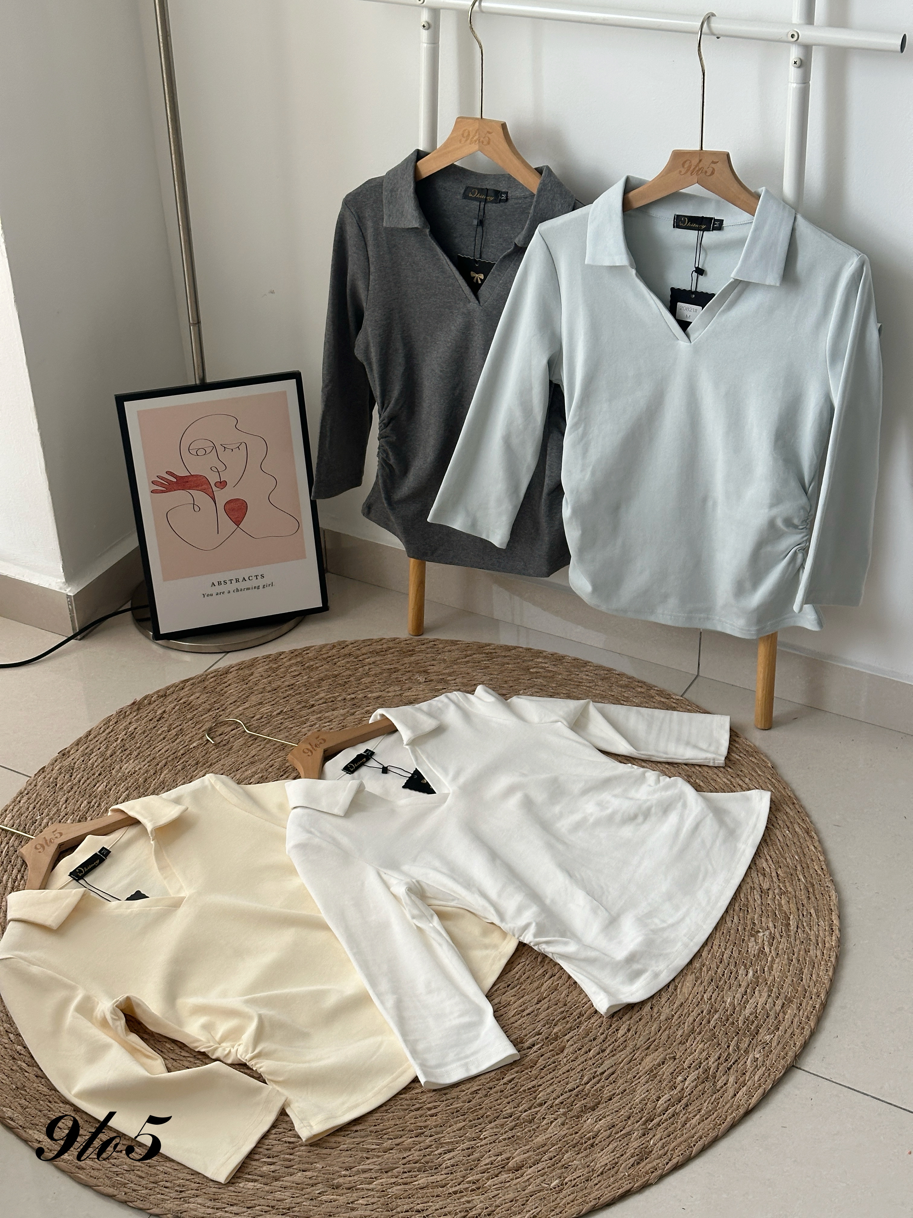 T4102 V Neck Half Sleeve Polo Tee - 4 Colors