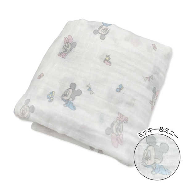 🇯🇵預訂 日本直送🇯🇵米奇米妮滿印純棉紗包巾襁褓