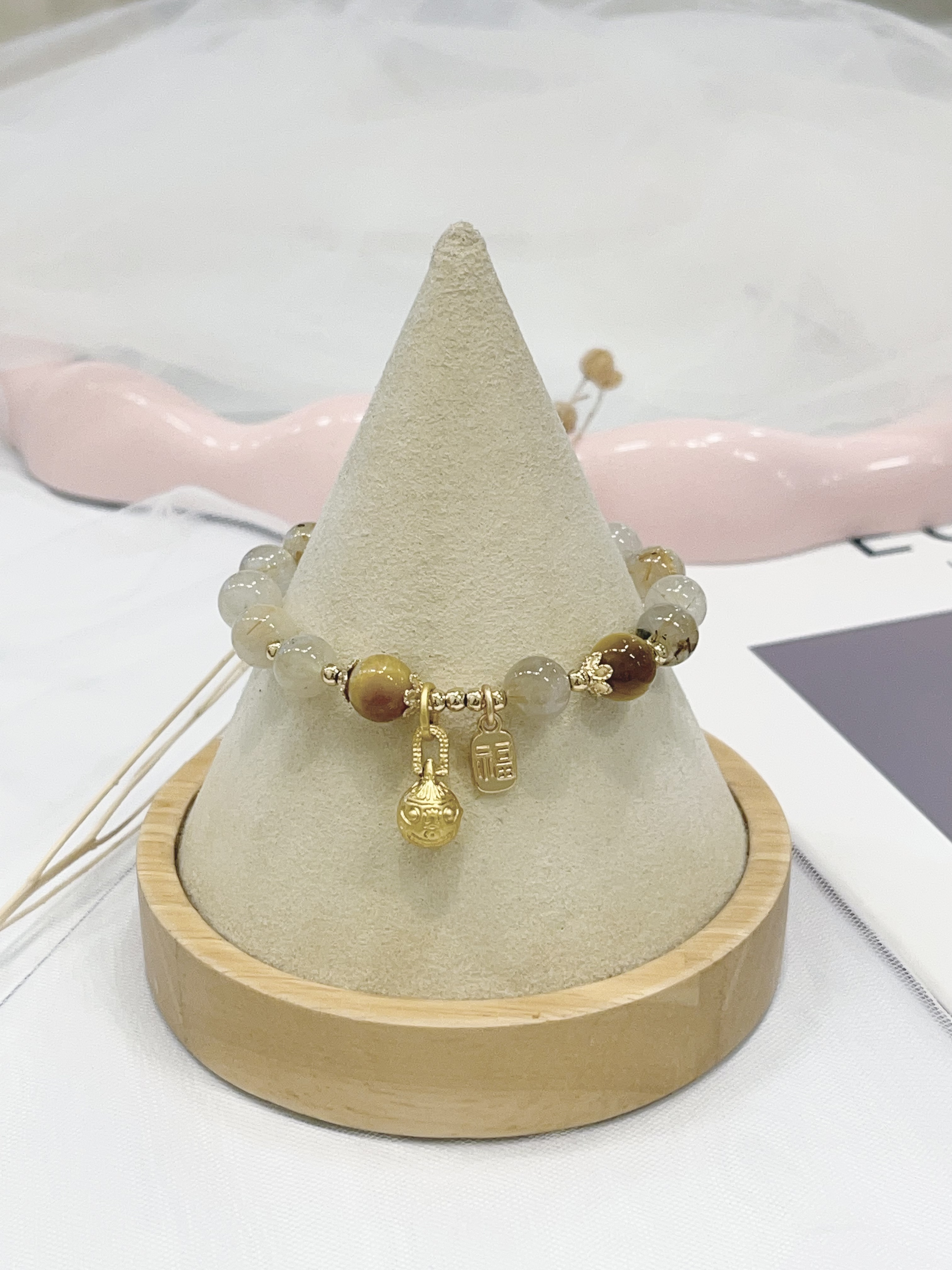 ✨ 金发晶 × 金虎眼 × 月光石手串 Golden Rutilated Quartz & Golden Tiger Eye & Moonstone | 8mm