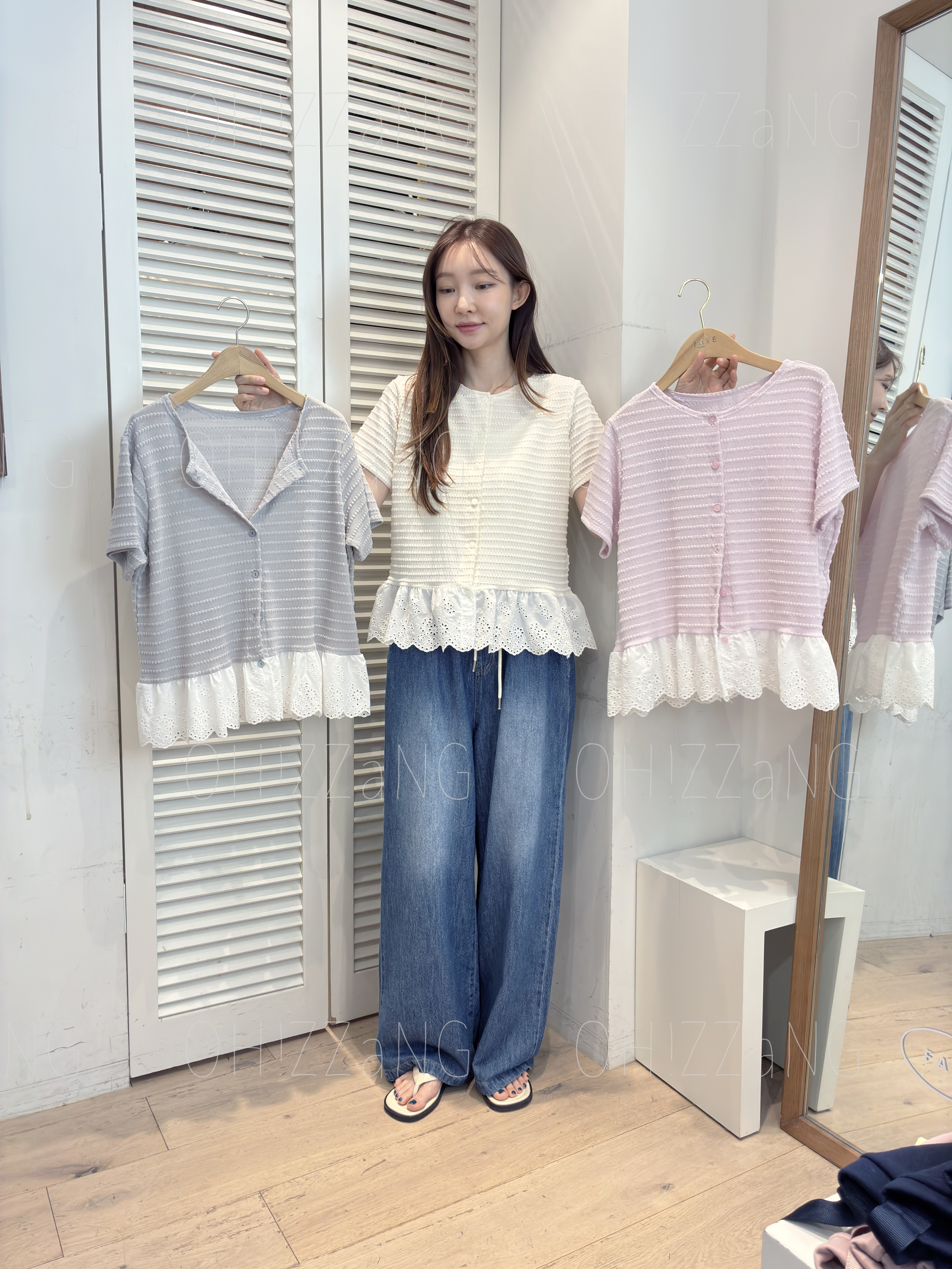 FV28_04 橫紋LACE衫擺TOP (3色)