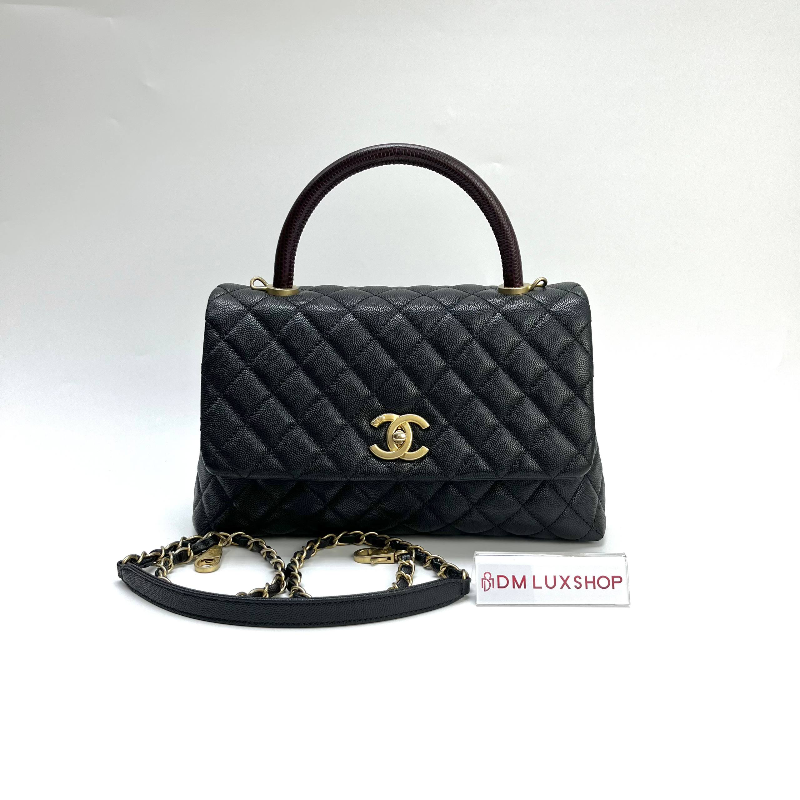 Chanel Black Caviar Leather Coco Handle Medium GHW (Serial 28, Year 2019)