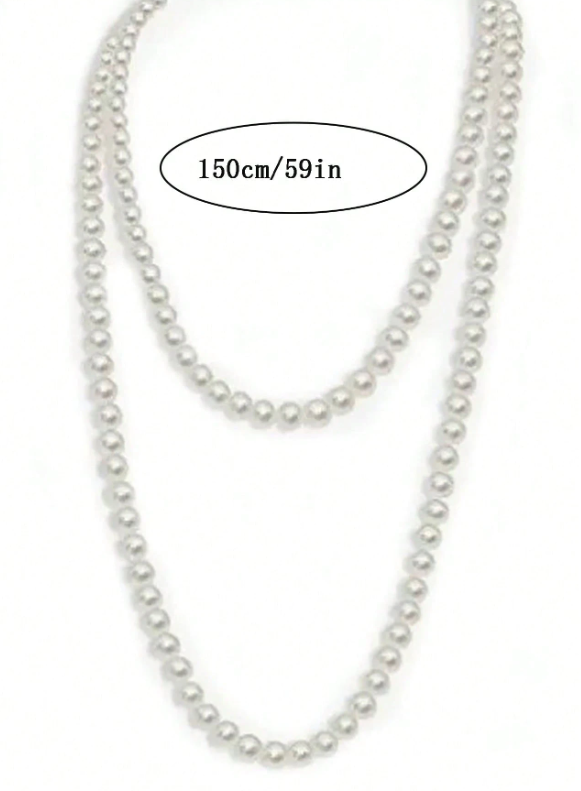 Classic Faux Pearl Long Necklace