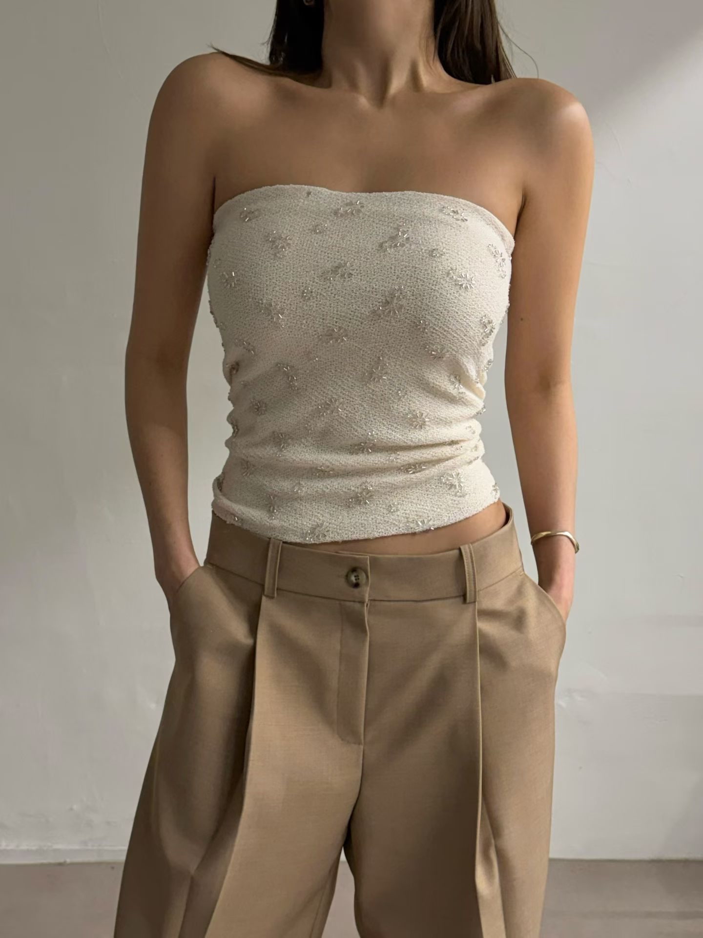 Feminine Embellished Tube Top 