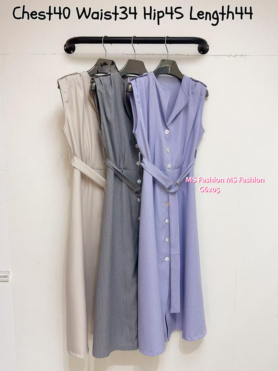 G6205 韓國🇰🇷暗直紋背心連身裙