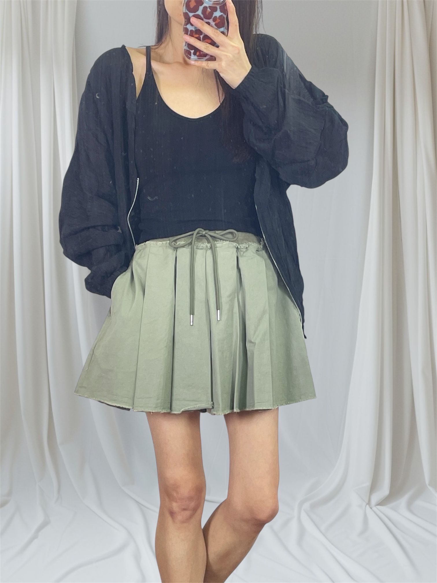 K5550 縐紋雪紡束腳外套