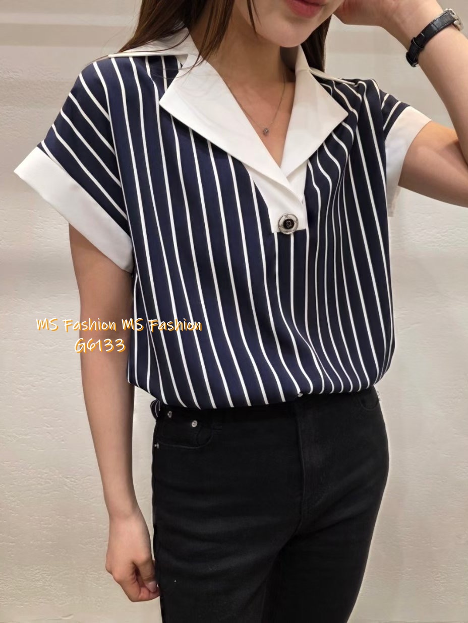 G6133 韓國🇰🇷靚料條子拼邊top