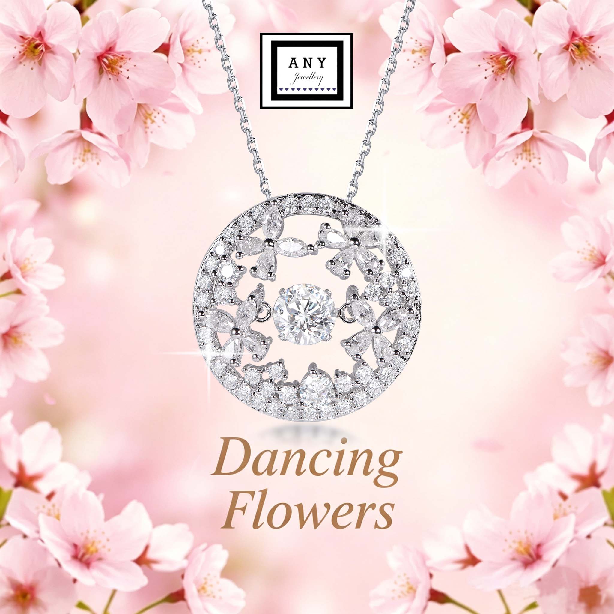 N3108 Dancing Flower Necklace 莫桑石