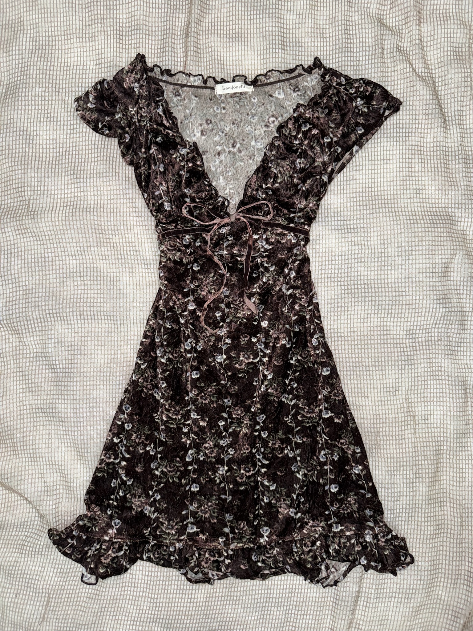 Shimmer Floral Ruffle Mini Dress