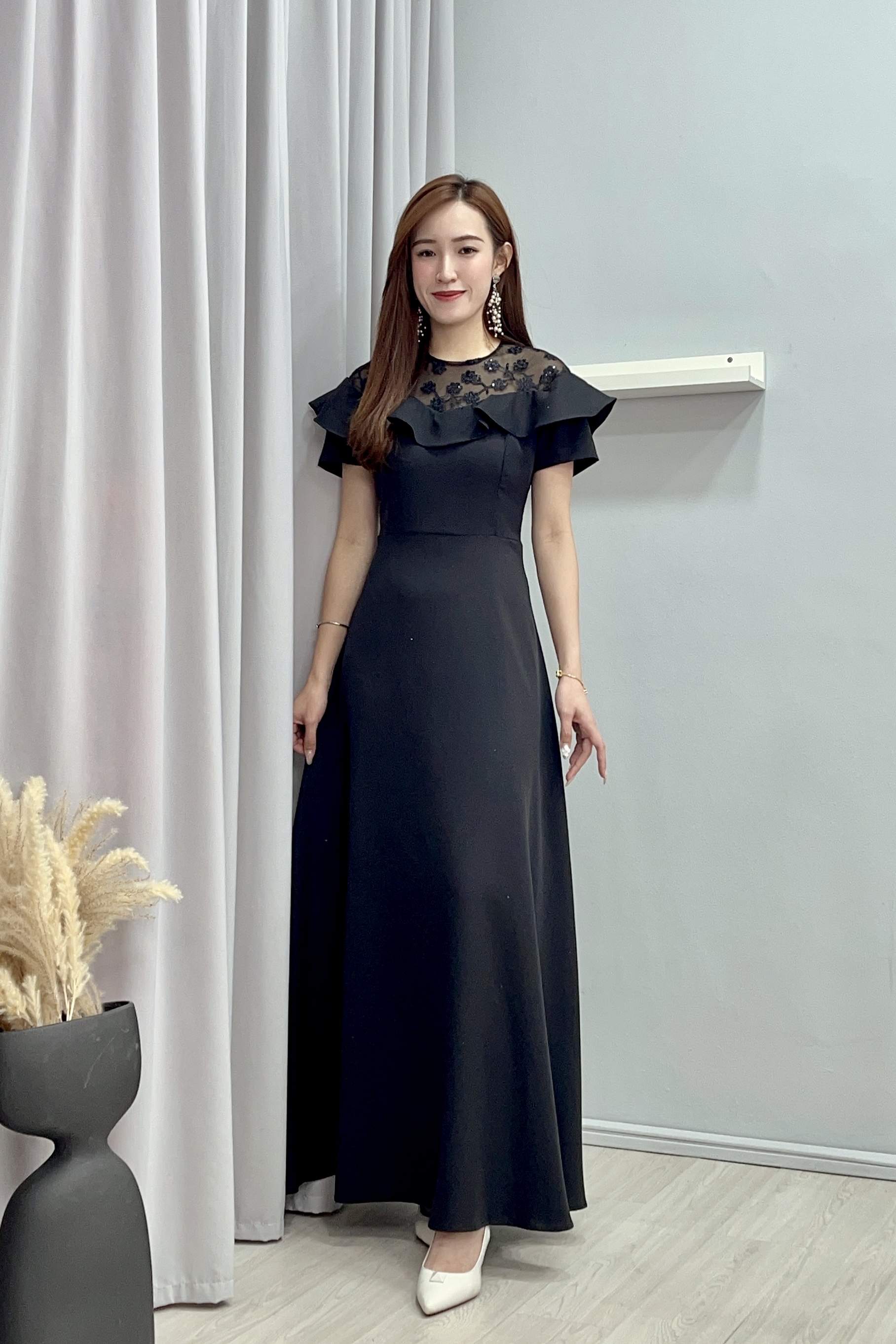 12102 Celeste Lace Panel Gown