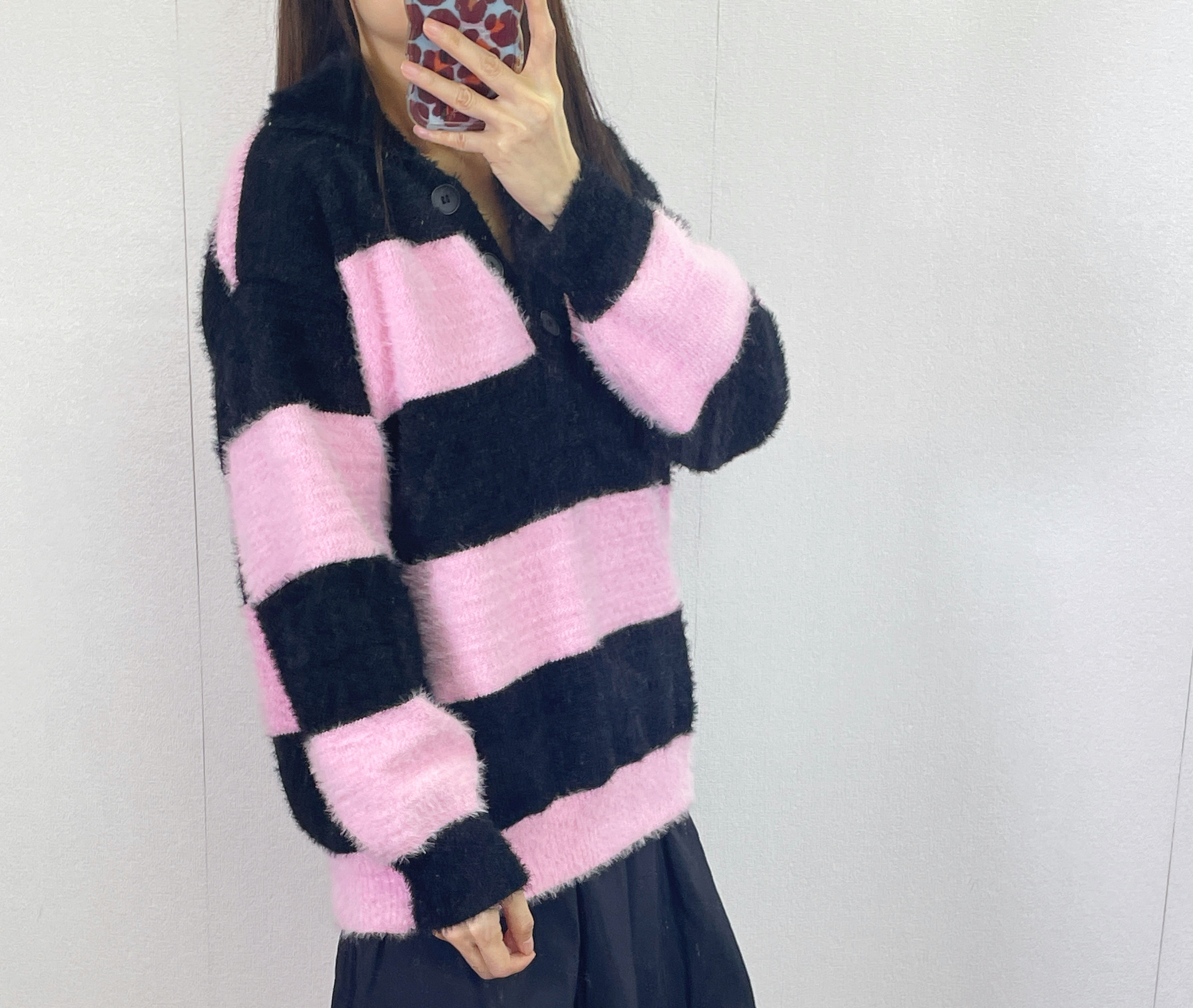 K5546 仿貂毛半胸間色針織