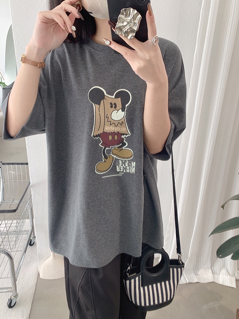 宽松大版米奇卡通Tee
