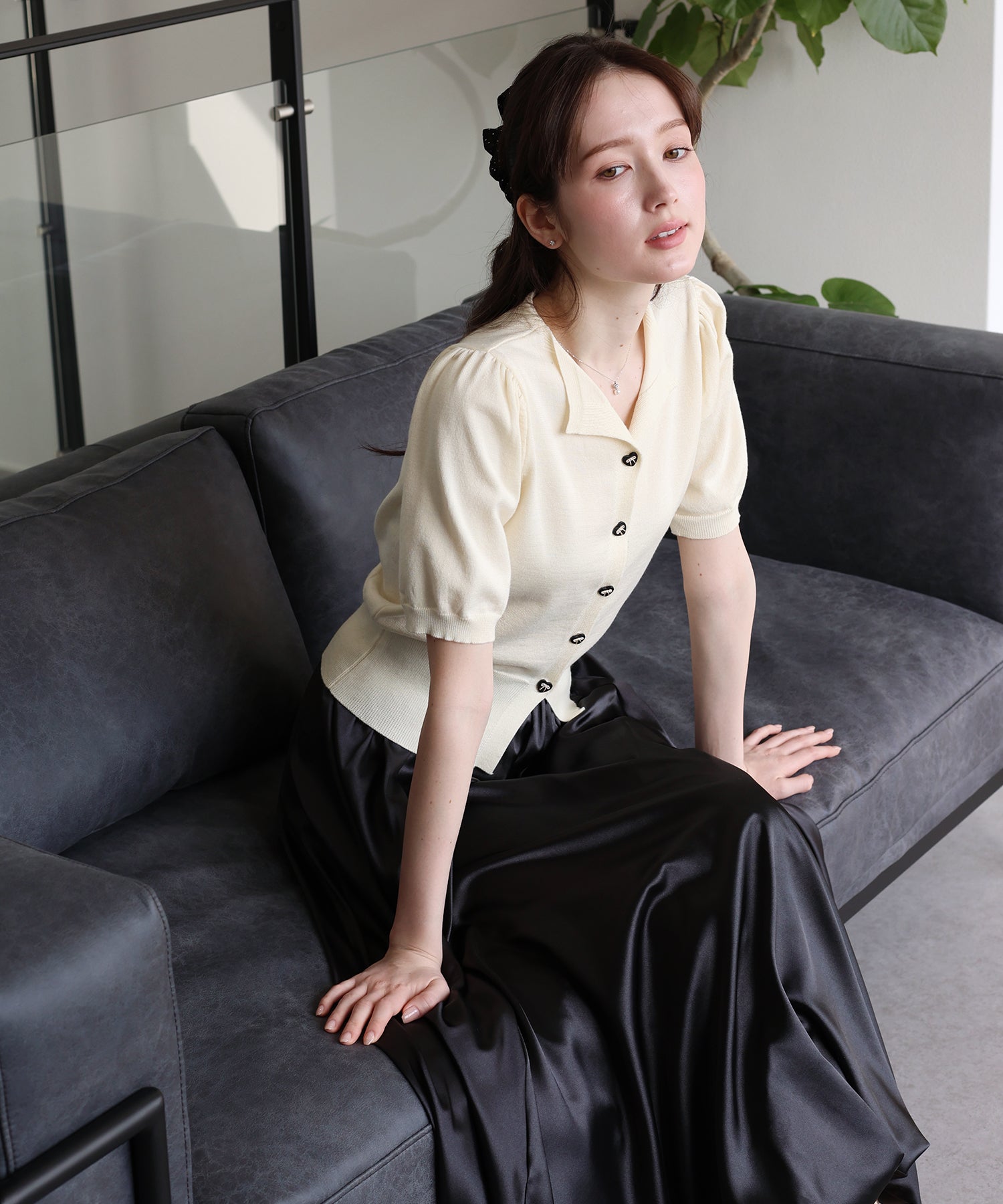 <JP> Spring Soft Heart Bowknot Polo Knit * 3色入 <預購>