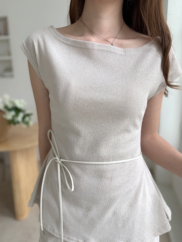 Elysian Boat Neck Belted Set (Mocha)