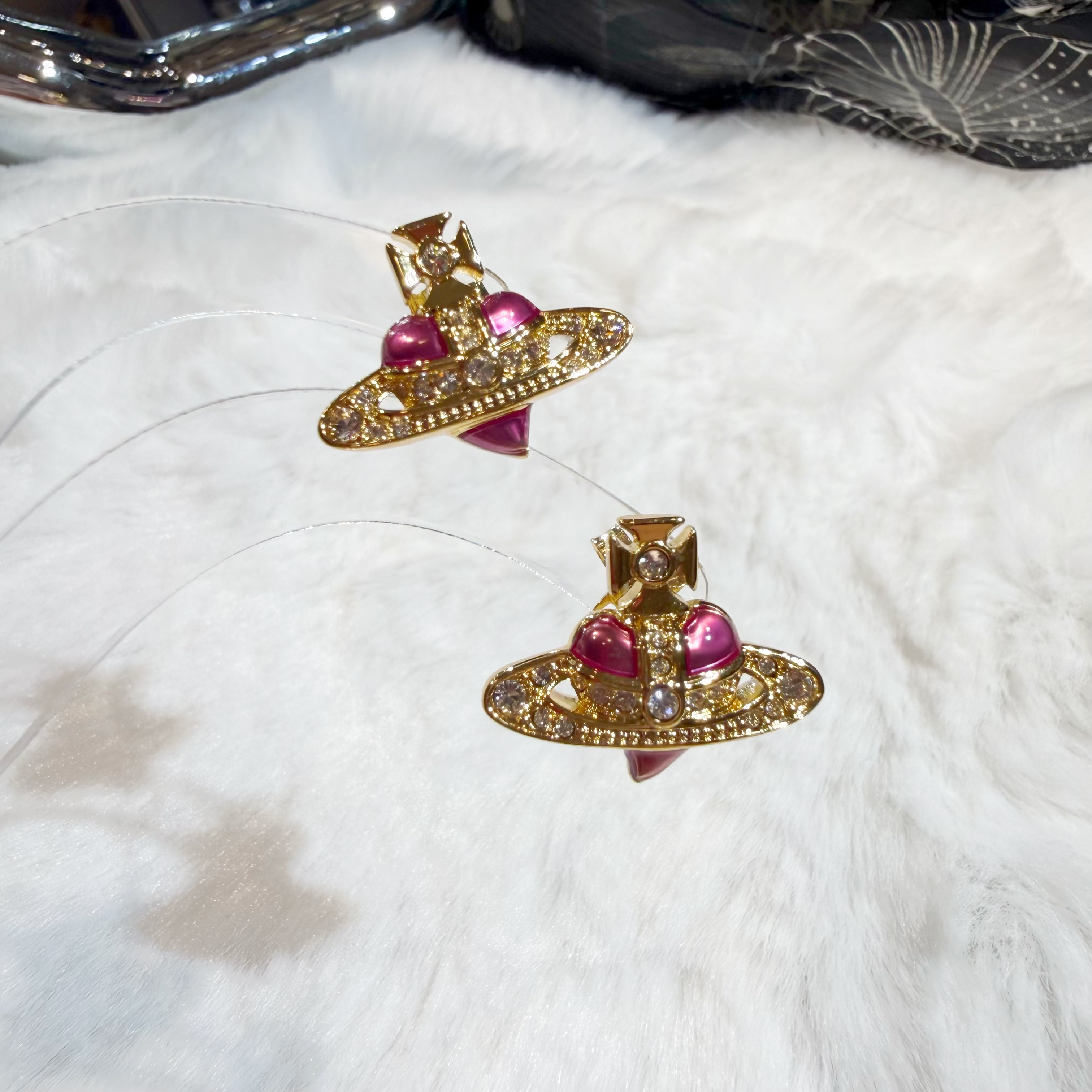 VW heart orb earrings fuxia/G