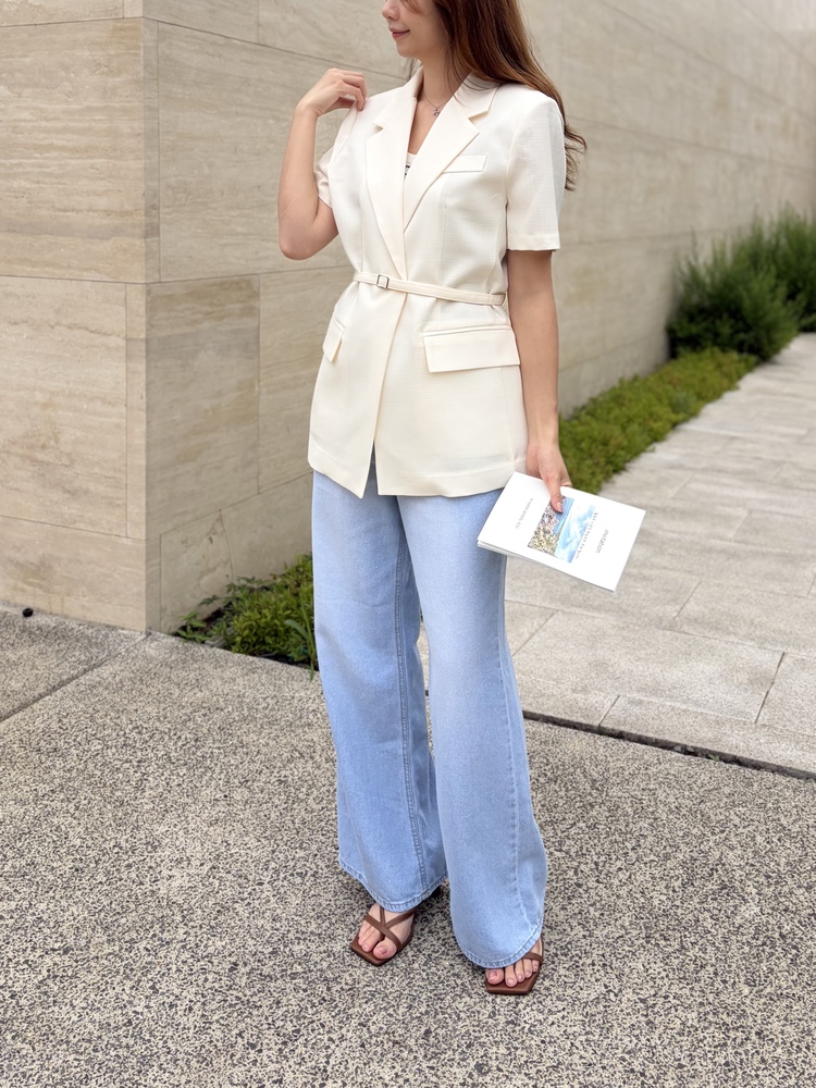 Claire Belted Blazer (Ivory)