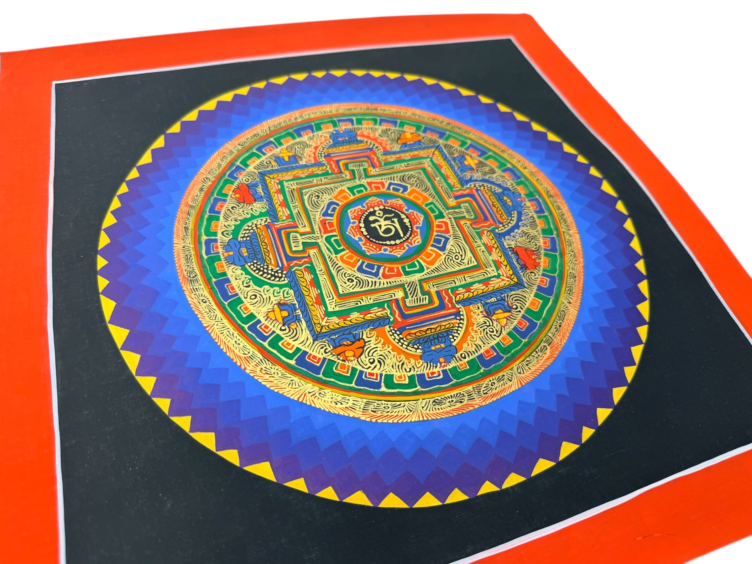 #19 尼泊爾三大廟加持手繪唐卡～OM 字，六字大明咒唐卡 ，約33m 外，內38