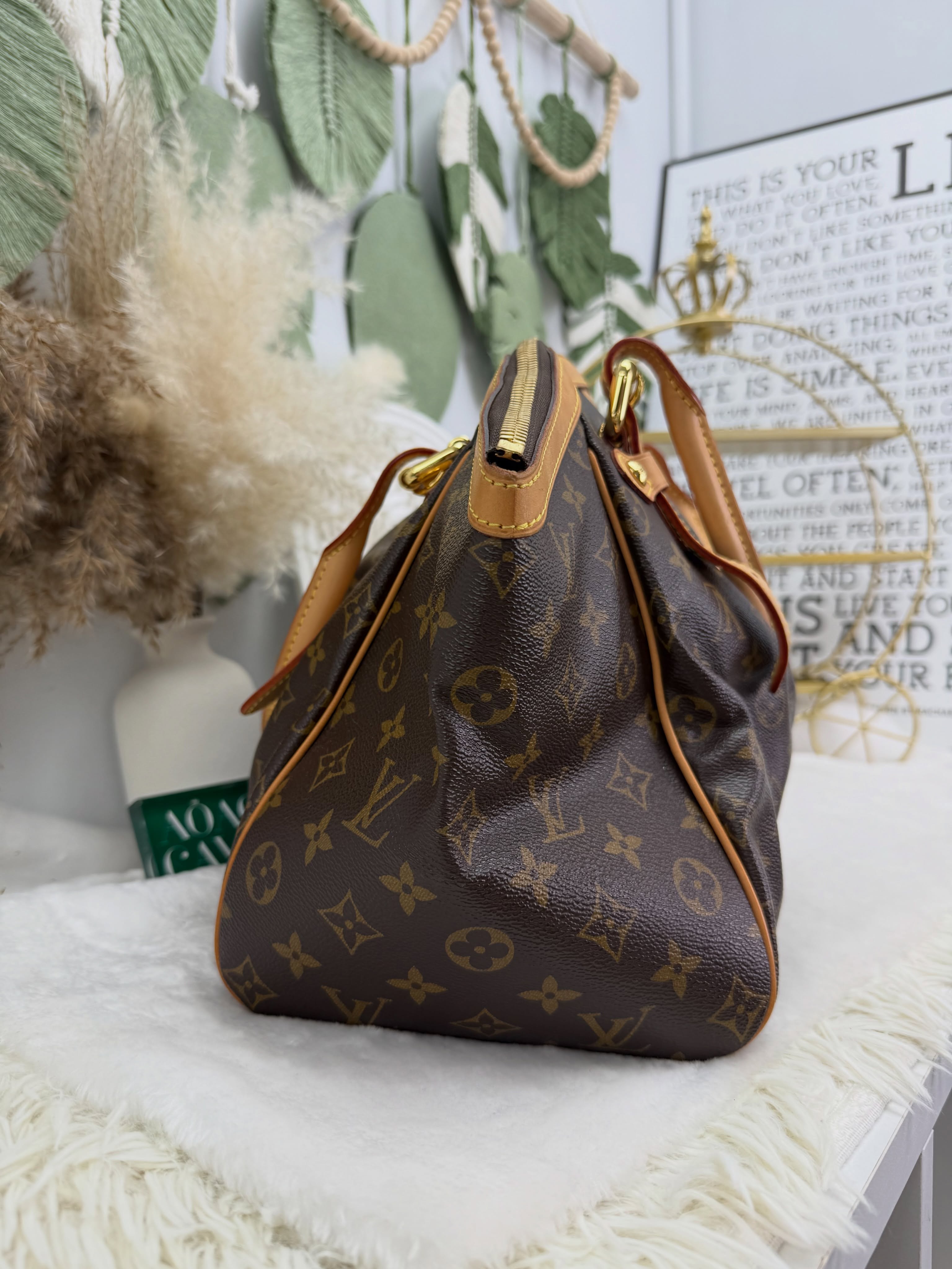 Lv👜 PRE OWNED 🛍️啡色老花 Tivoli GM size餃子袋  有塵袋 🥟🤎 