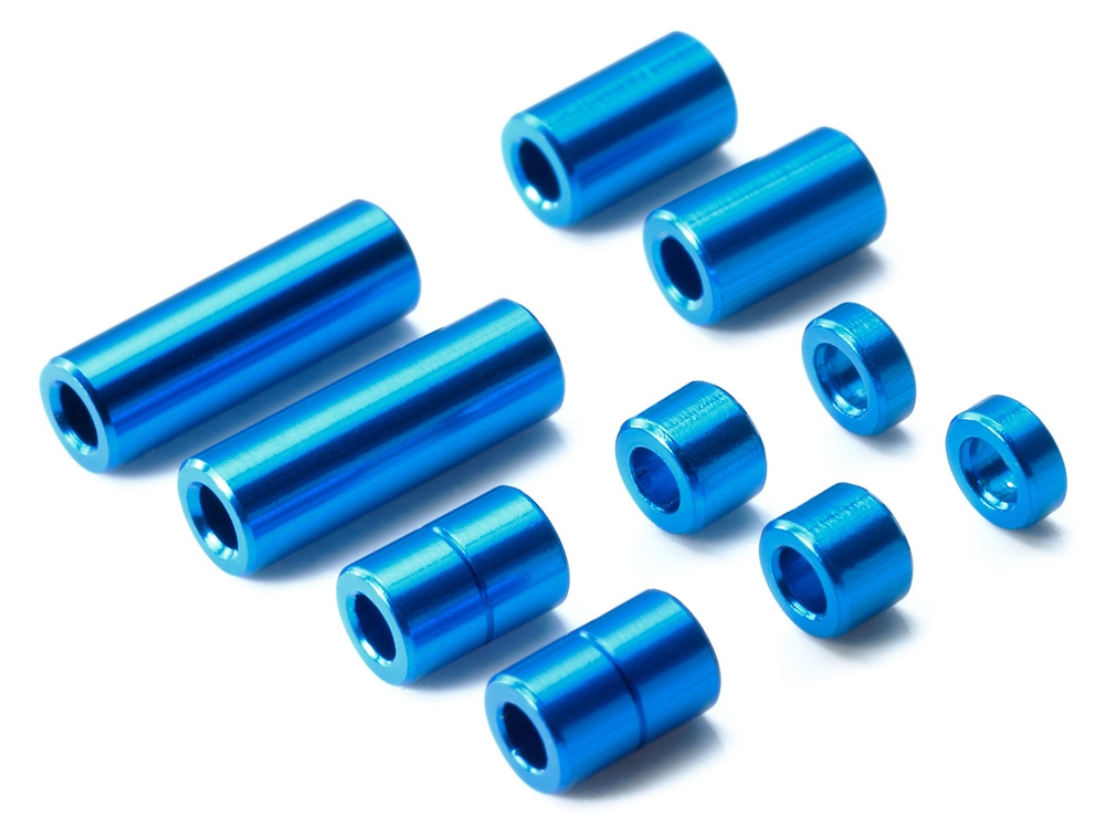 ALUMINUM SPACER SET (12/6.7/6/3/1.5mm, 2PCS. EACH) (BLUE)