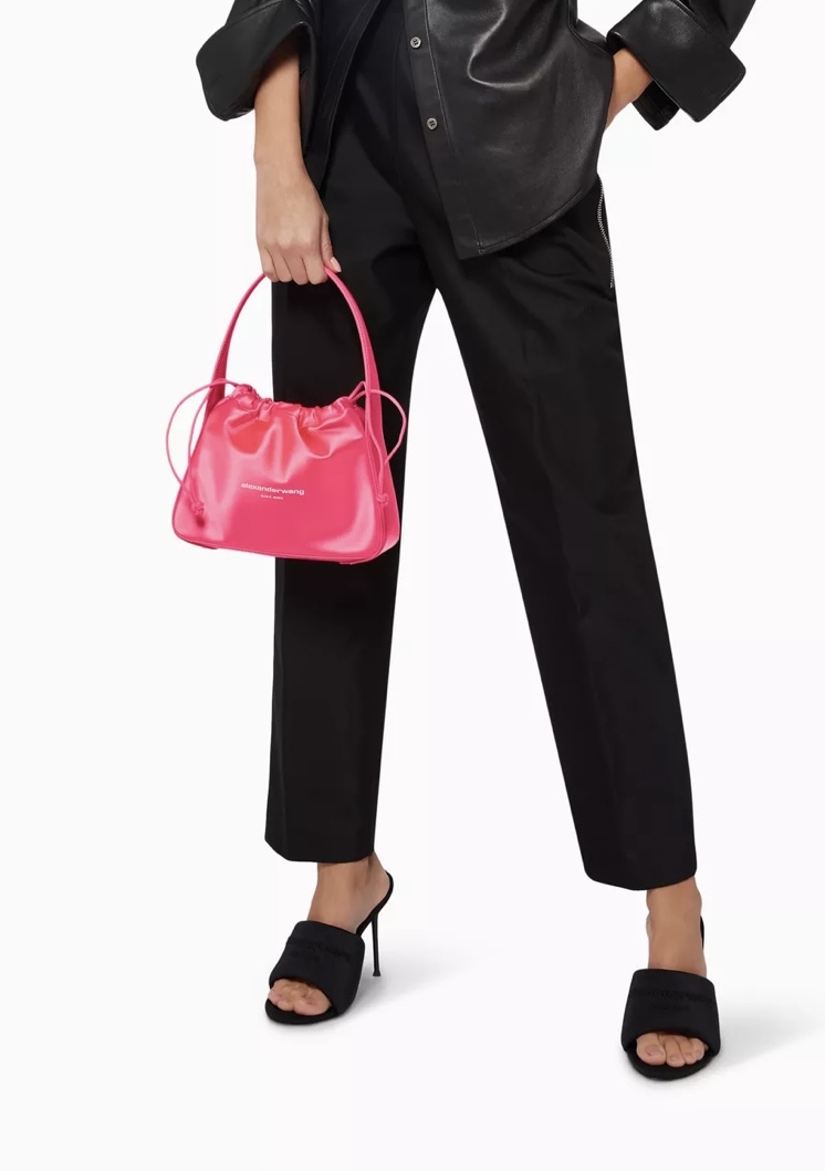 Alexander Wang AW 玫红色缎面手提包 