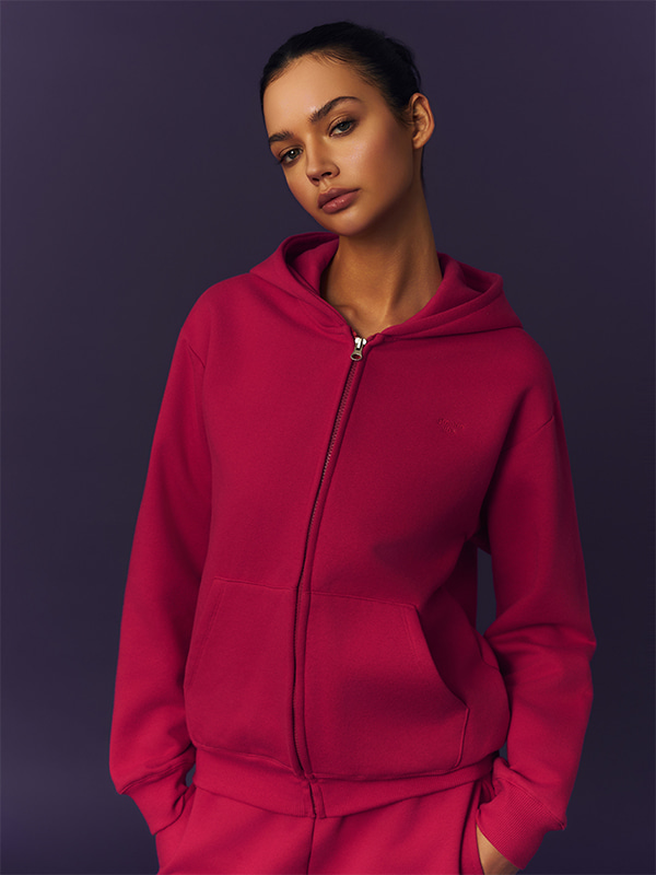 預購_Core Essentials Fleece-Lined Zip-Up Hoodie by Grandeline