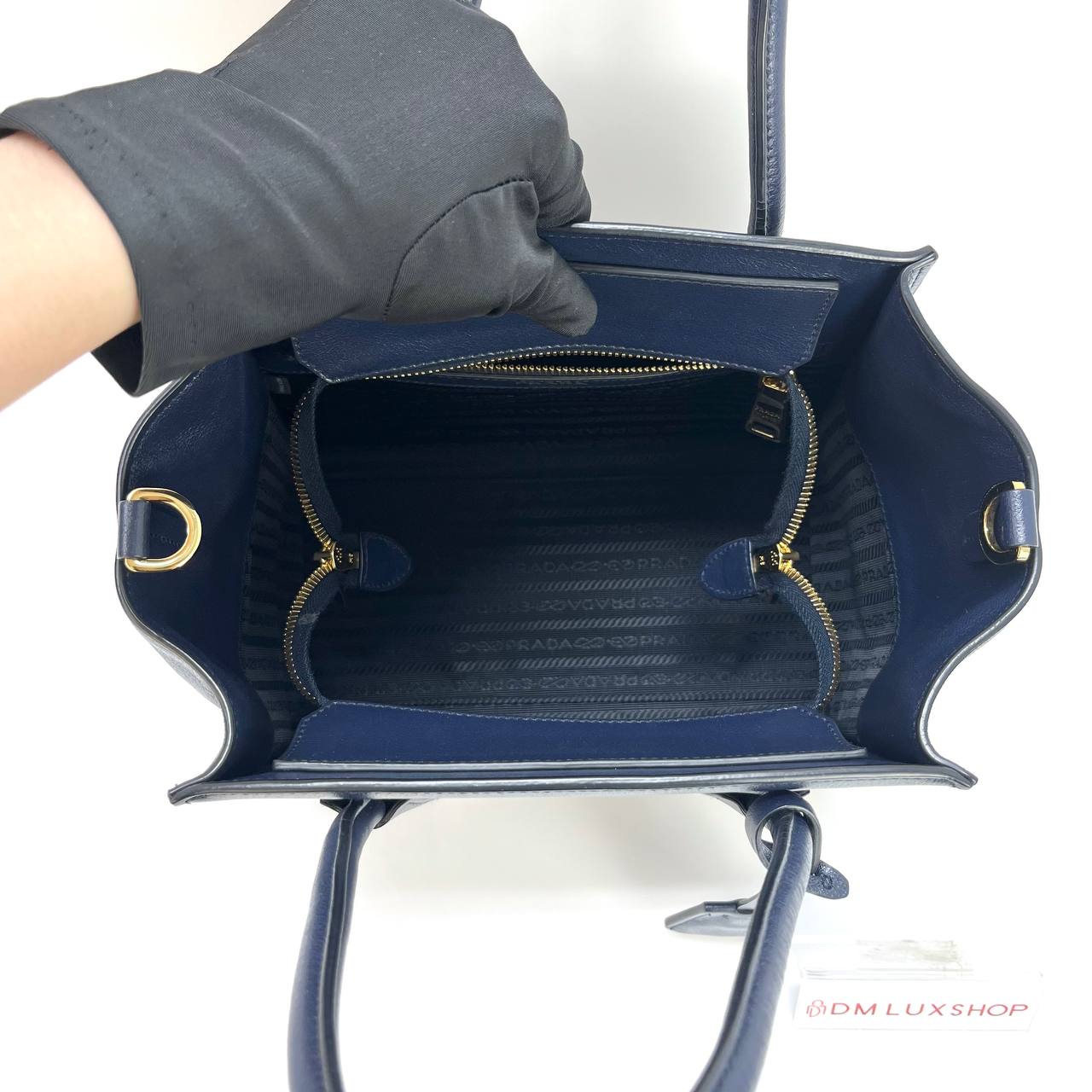 Prada Navy Glace Calf Leather Tote Bag GHW 
