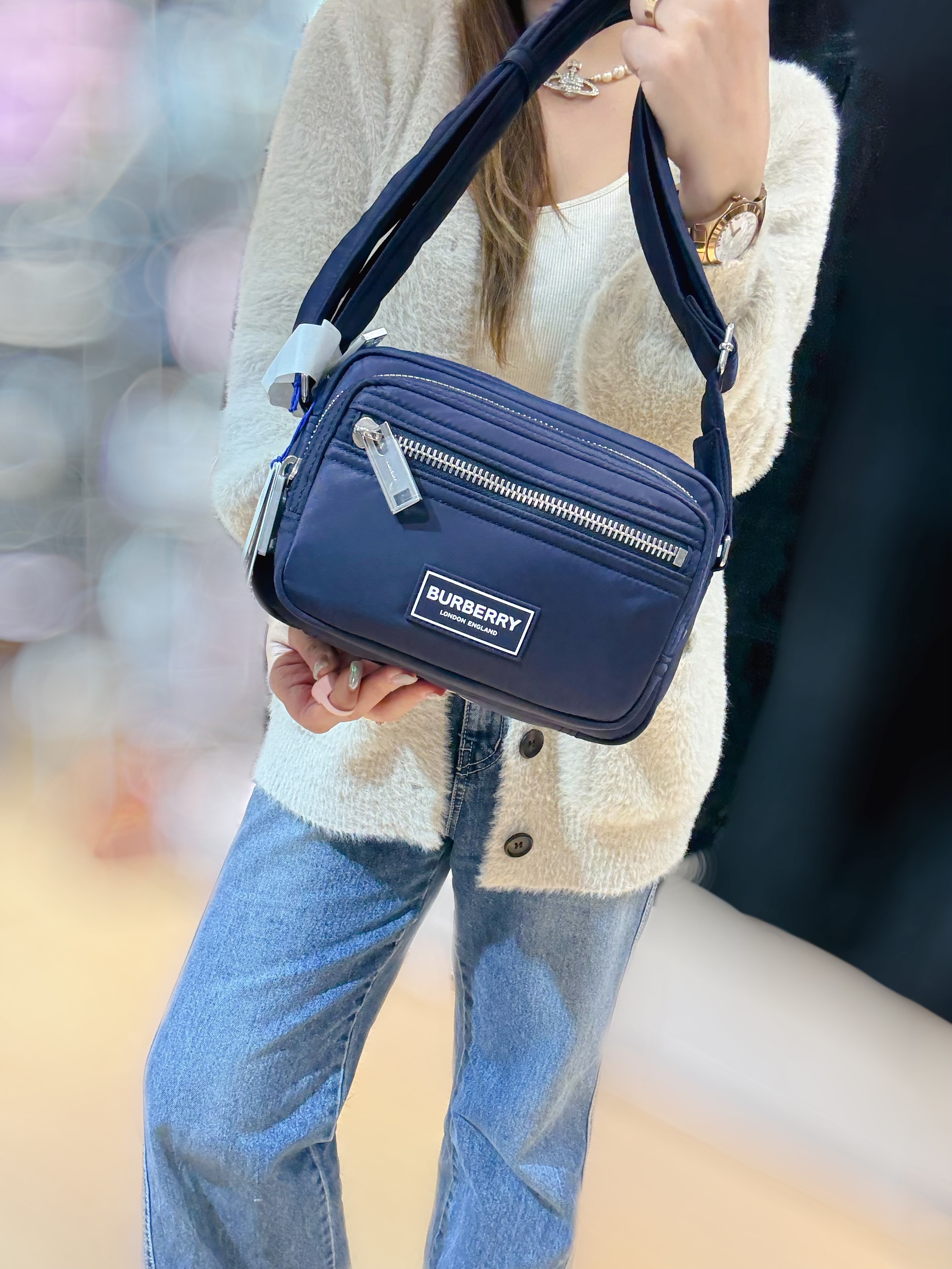 Burberry nylon crossbody navy