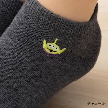 Disney三眼仔刺繡船襪 (灰色