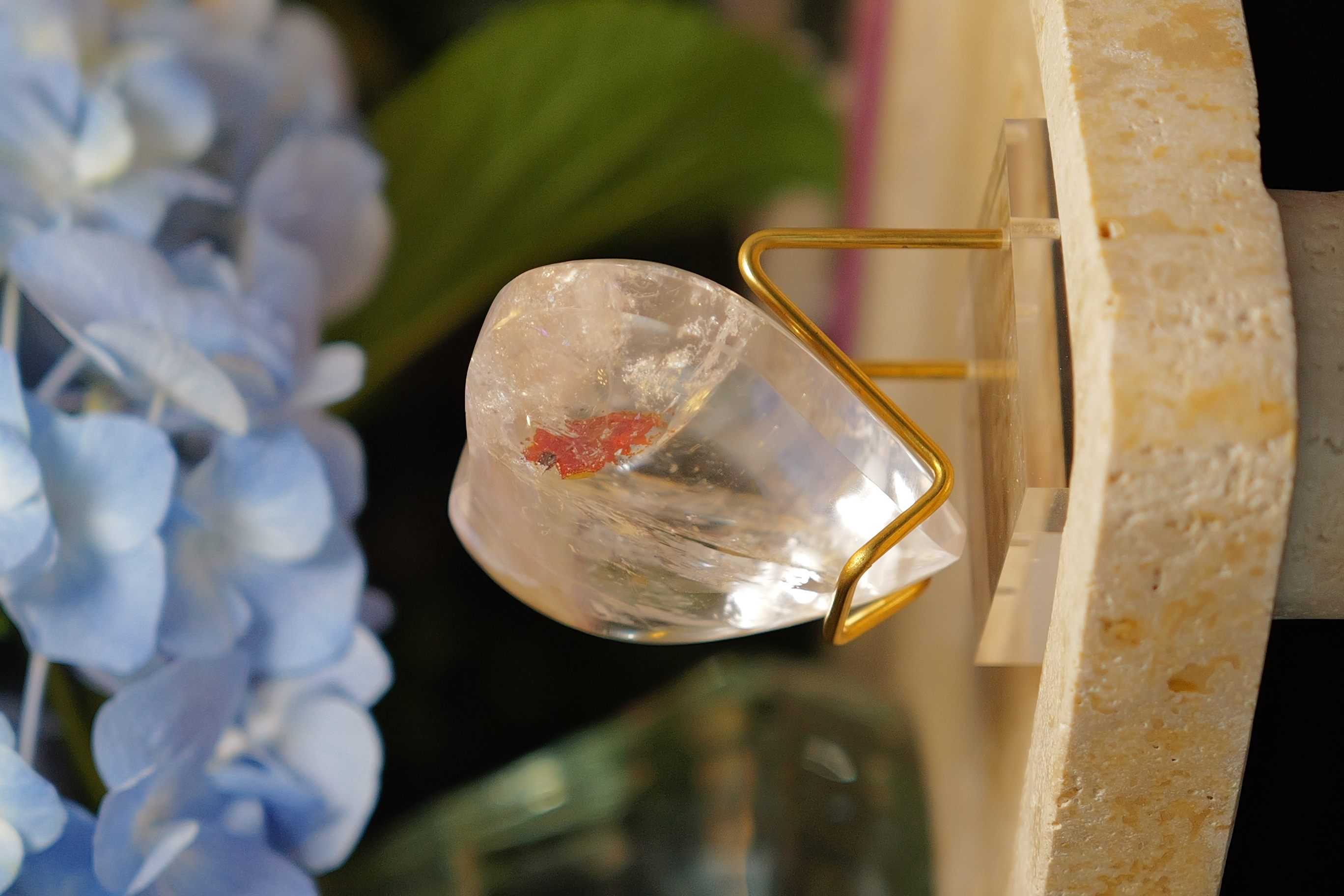  ༒7.5cm 白水晶紅膠花共生愛心擺設༒ HE.1881CAA-RA30*3SA-